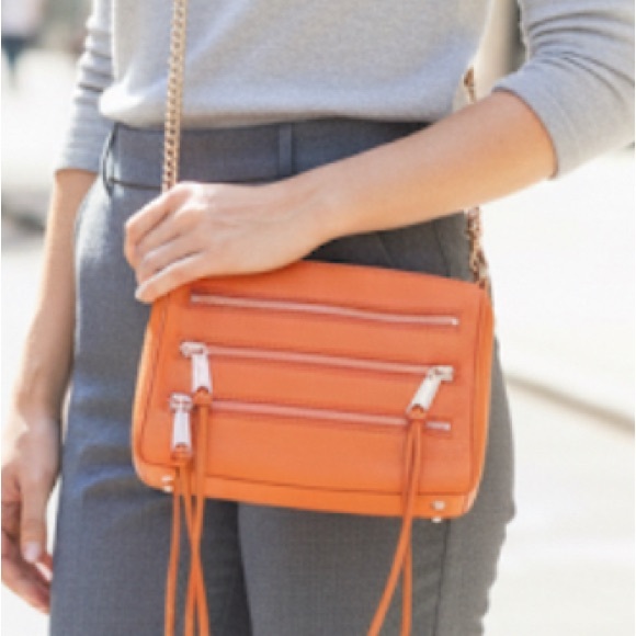 Rebecca Minkoff orange leather tassel fringe crossbody with gold hardware - Picture 11 of 12